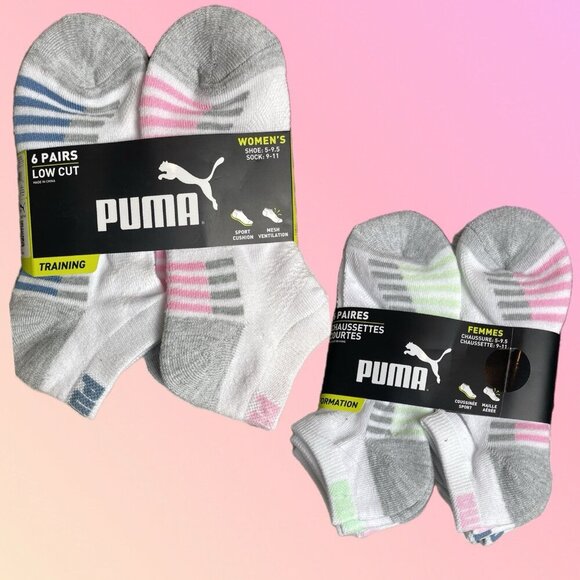 Puma Assorted Colors Mesh Ventilation Sport Cushion Low Cut Training Socks-6Pk - Picture 1 of 3